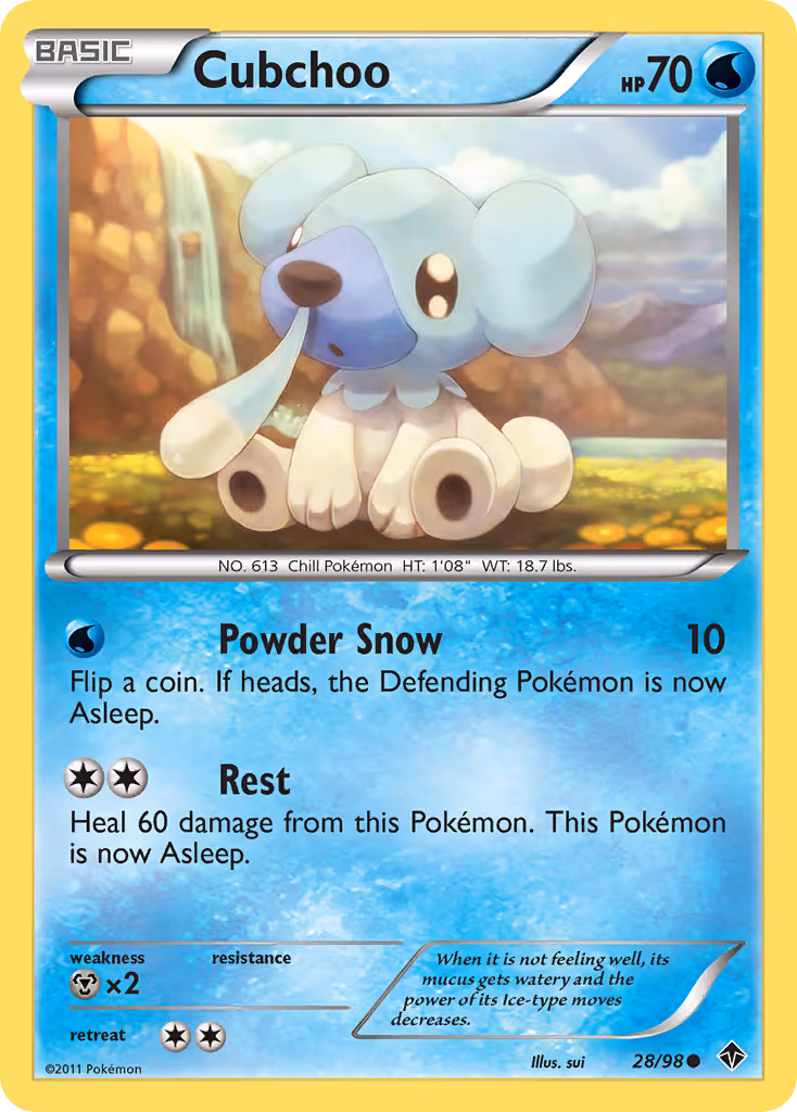 Cubchoo 28/98 Pokemon card