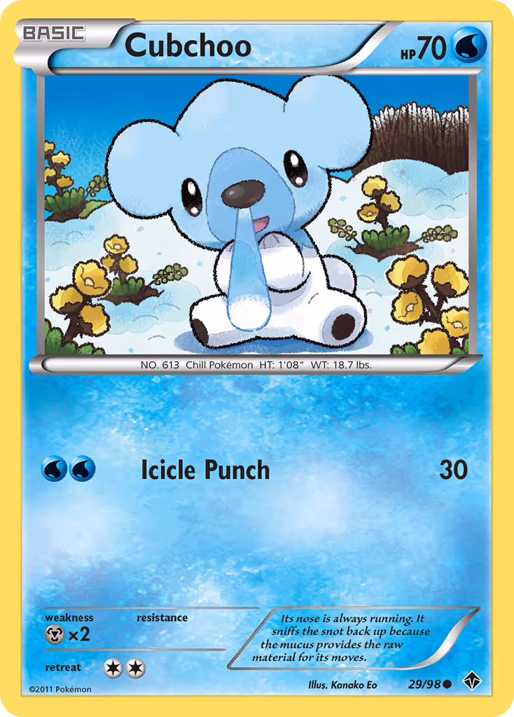 Cubchoo 29/98 Pokemon card