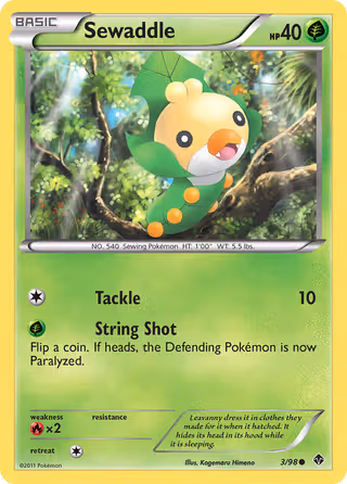 Sewaddle 3/98 Pokemon card