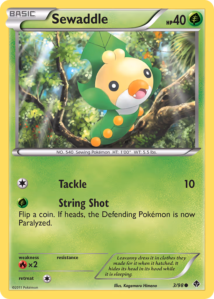 Sewaddle 3/98 Pokemon card