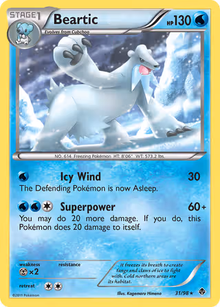 Beartic 31/98 Pokemon card