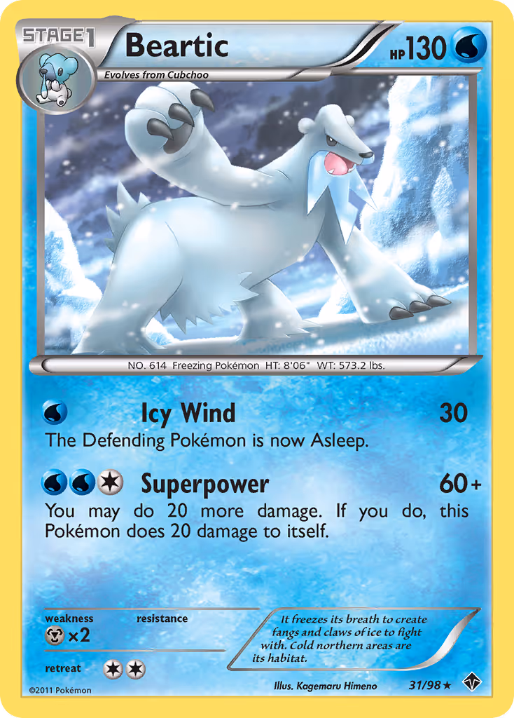 Beartic 31/98 Pokemon card