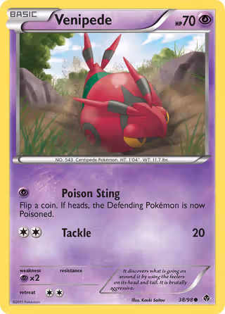 Venipede 38/98 Pokemon card