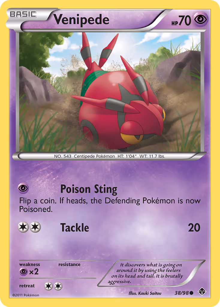 Venipede 38/98 Pokemon card