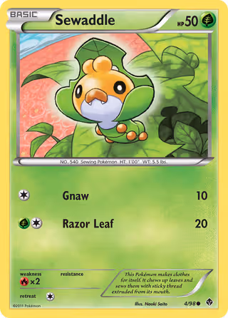 Sewaddle 4/98 Pokemon card