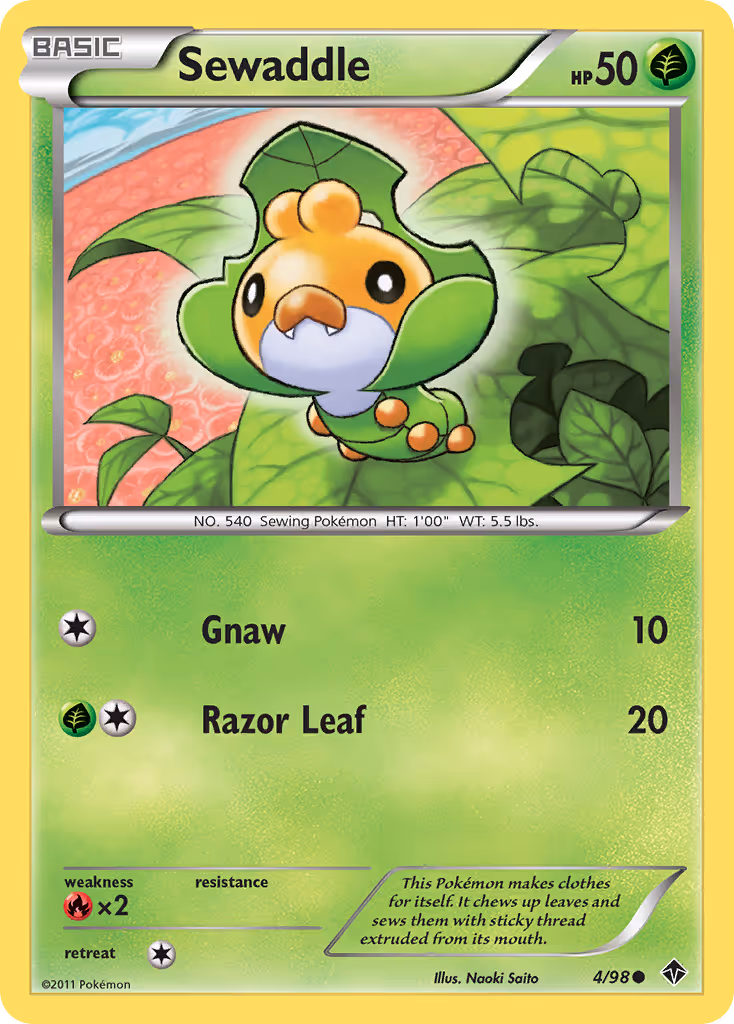 Sewaddle 4/98 Pokemon card