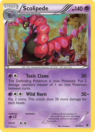 Scolipede 40/98 Pokemon card