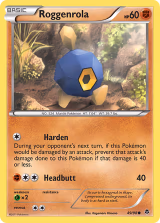 Roggenrola 49/98 Pokemon card