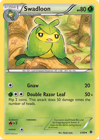 Swadloon 5/98 Pokemon card