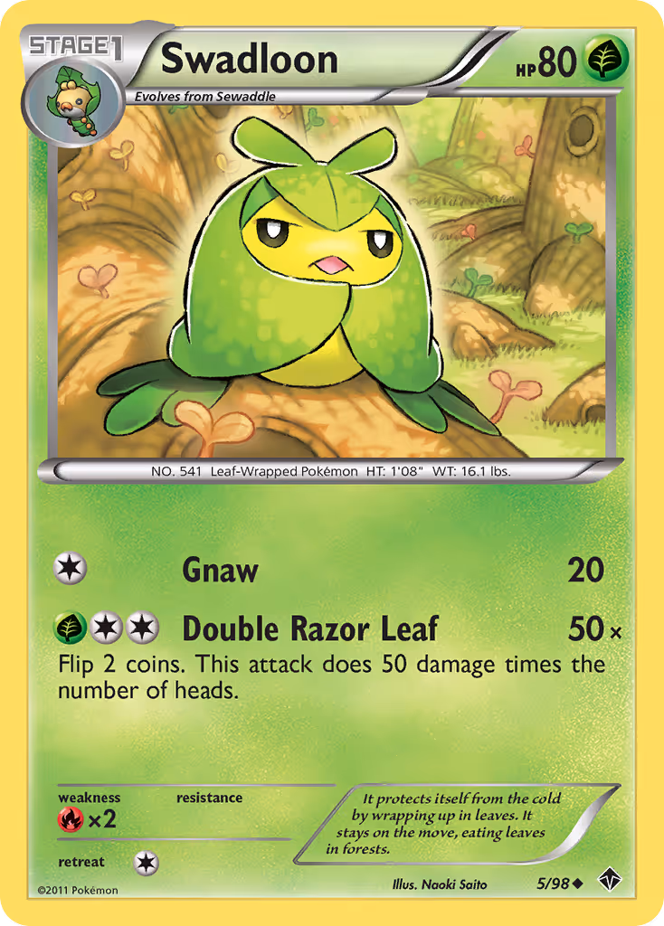 Swadloon 5/98 Pokemon card