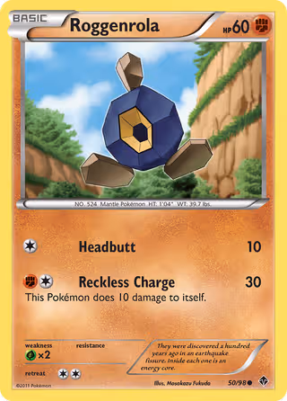 Roggenrola 50/98 Pokemon card