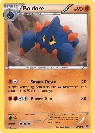 Boldore 51/98 Pokemon card
