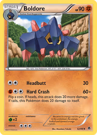 Boldore 52/98 Pokemon card