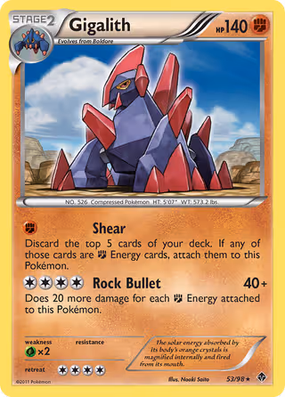 Gigalith 53/98 Pokemon card
