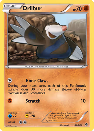 Drilbur 54/98 Pokemon card