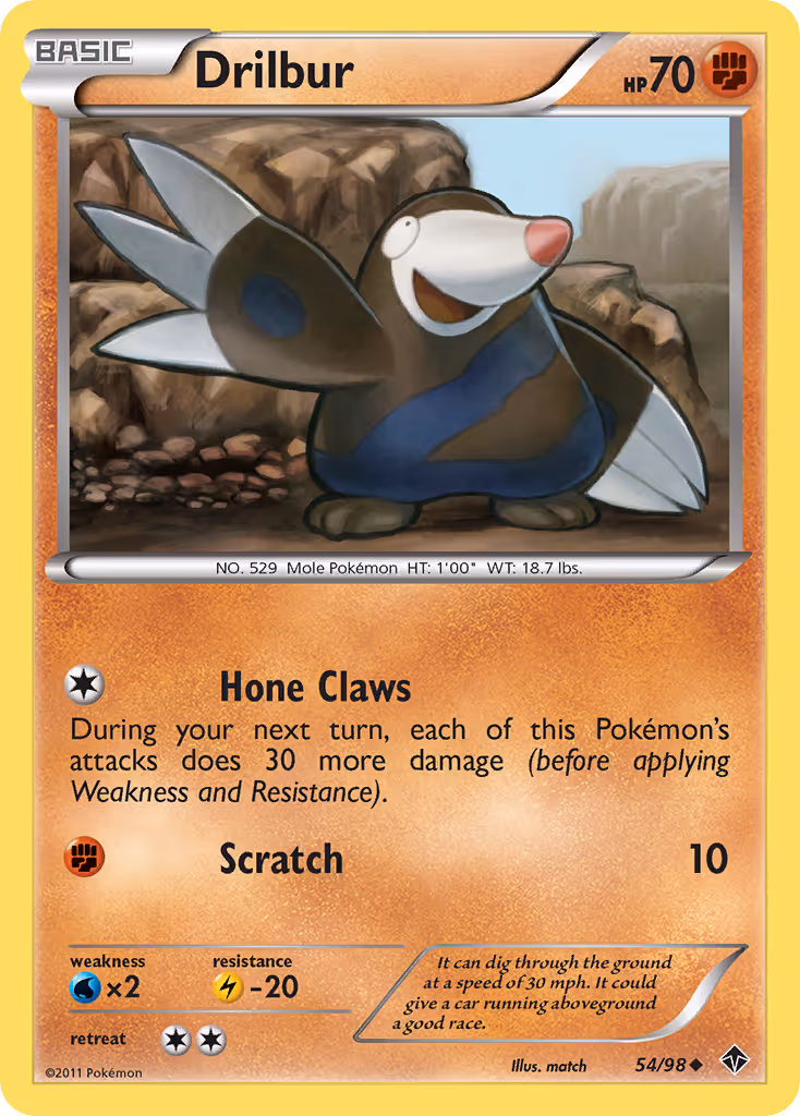 Drilbur 54/98 Pokemon card