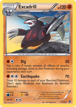Excadrill 57/98 Pokemon card