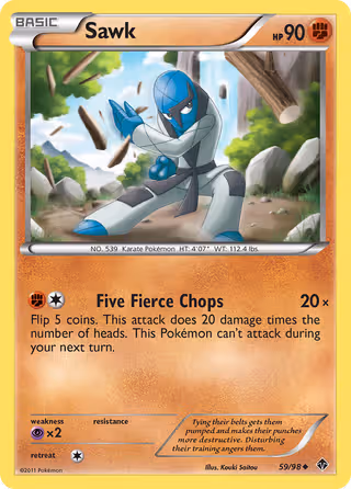 Sawk 59/98 Pokemon card