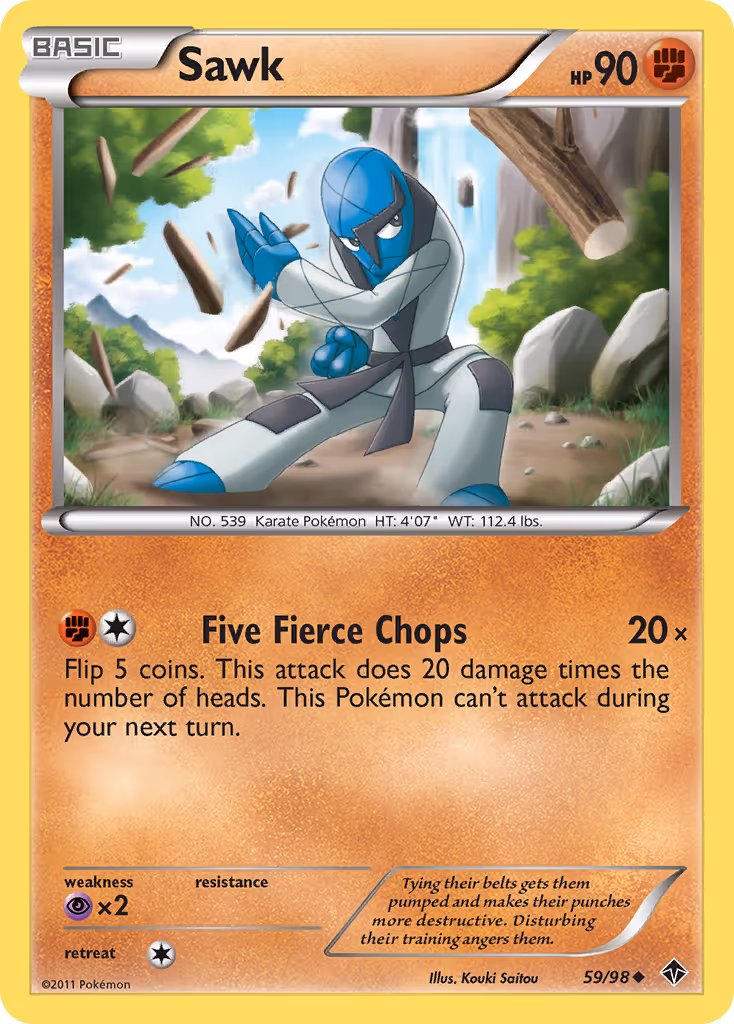 Sawk 59/98 Pokemon card