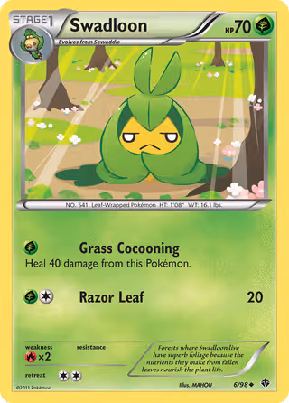Swadloon 6/98 Pokemon card