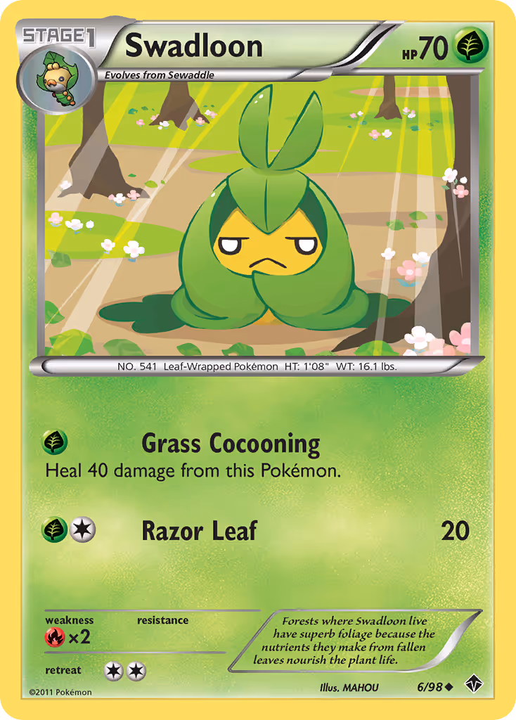 Swadloon 6/98 Pokemon card