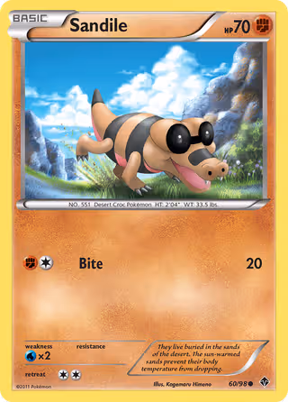 Sandile 60/98 Pokemon card