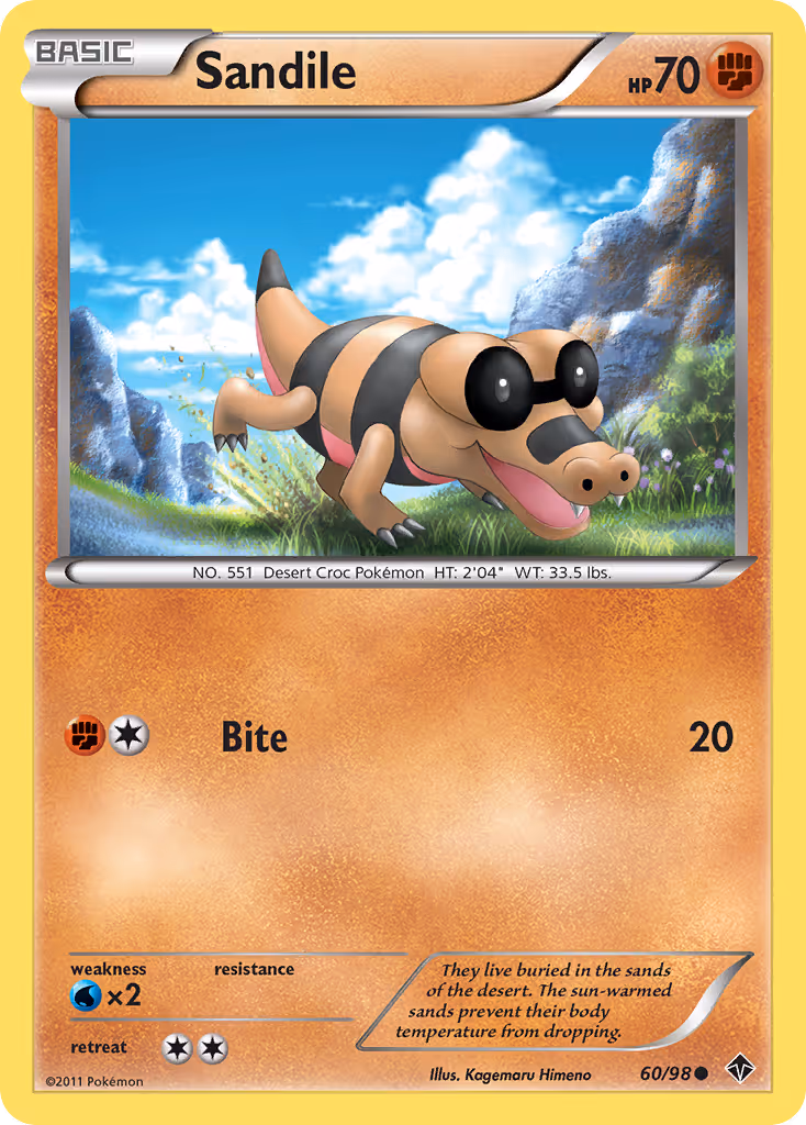 Sandile 60/98 Pokemon card