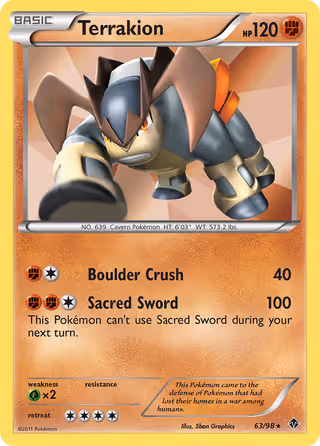 Terrakion 63/98 Pokemon card