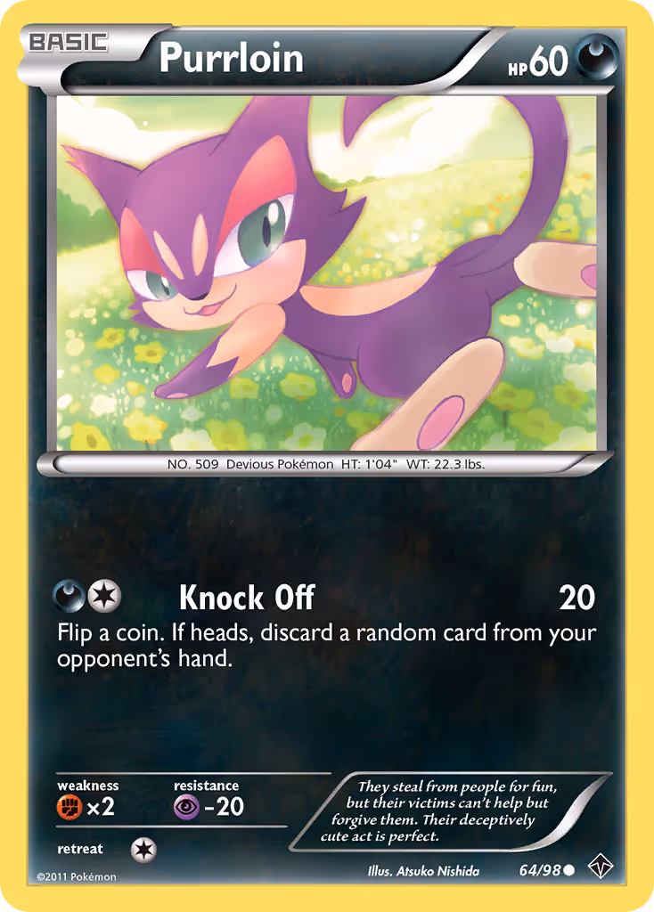 Purrloin 64/98 Pokemon card