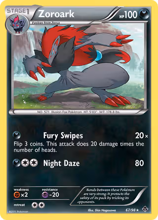 Zoroark 67/98 Pokemon card