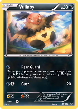 Vullaby 68/98 Pokemon card
