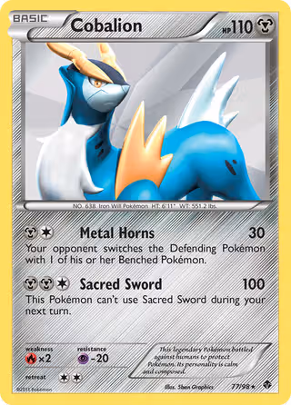 Cobalion 77/98 Pokemon card