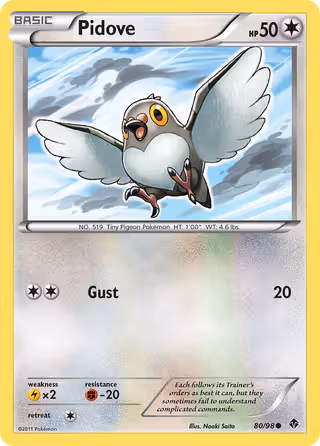 Pidove 80/98 Pokemon card