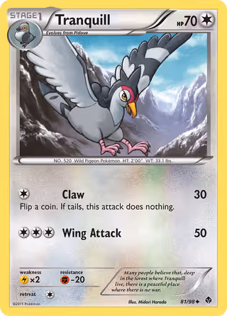 Tranquill 81/98 Pokemon card
