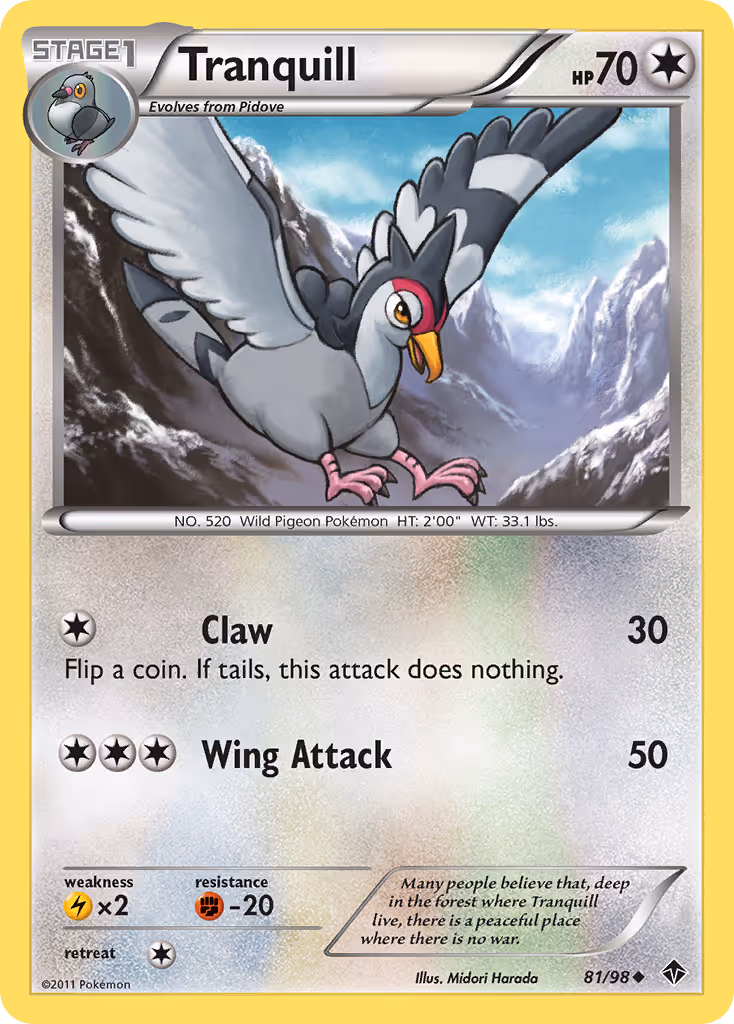 Tranquill 81/98 Pokemon card