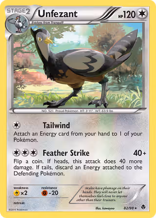 Unfezant 82/98 Pokemon card