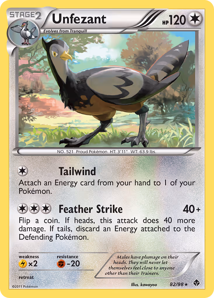 Unfezant 82/98 Pokemon card