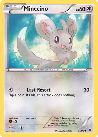 Minccino 84/98 Pokemon card