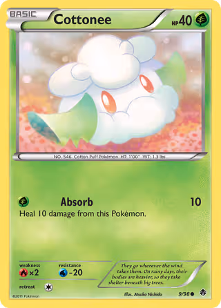 Cottonee 9/98 Pokemon card