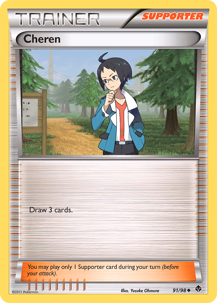 Cheren 91/98 Pokemon card
