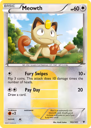 Meowth 102/101 Pokemon card