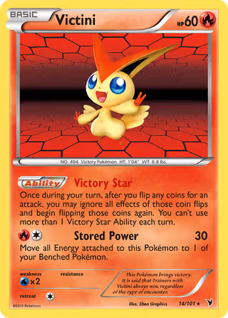 Victini 14/101 Pokemon card