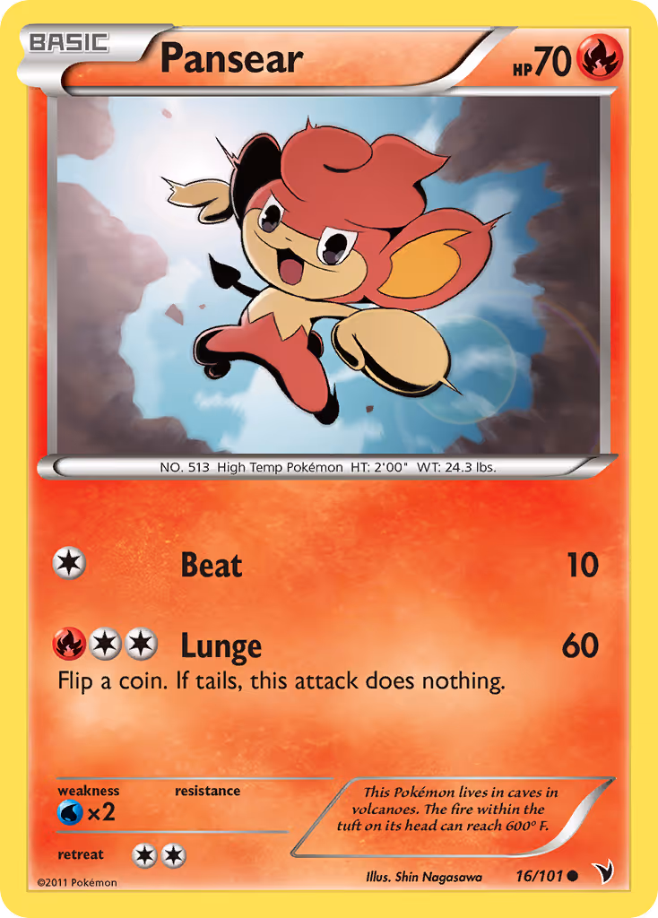 Pansear 16/101 Pokemon card