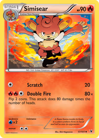 Simisear 17/101 Pokemon card