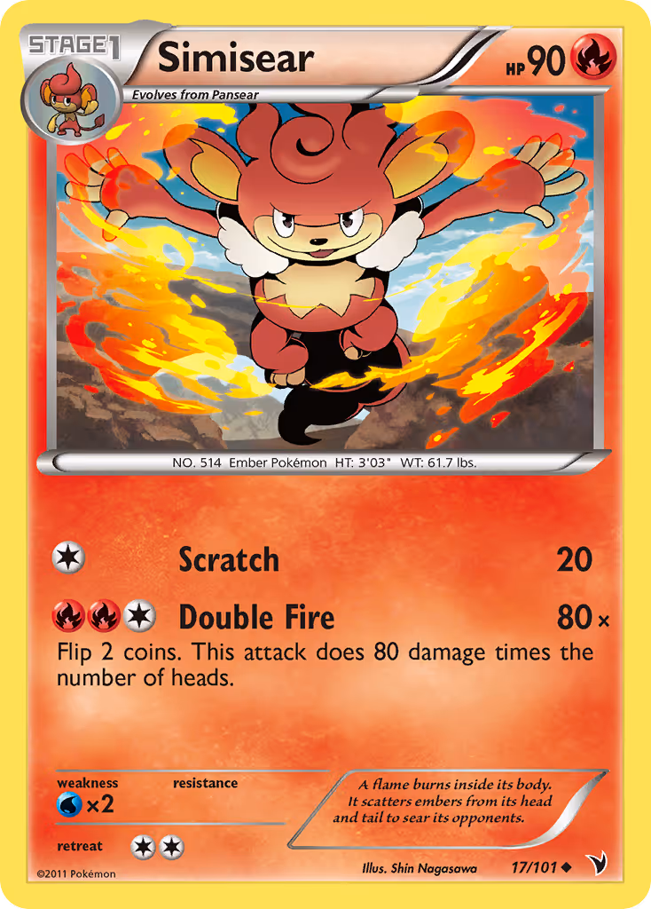 Simisear 17/101 Pokemon card