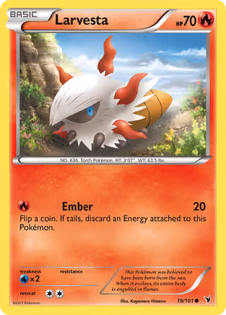 Larvesta 19/101 Pokemon card