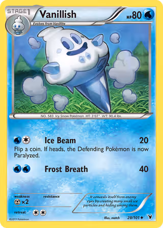 Vanillish 28/101 Pokemon card