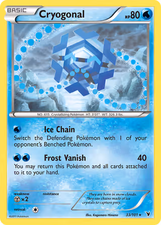 Cryogonal 33/101 Pokemon card