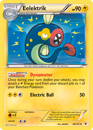 Eelektrik 40/101 Pokemon card