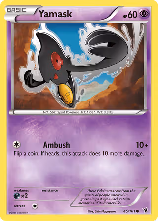 Yamask 45/101 Pokemon card